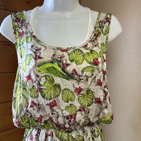 Sinesia Karol XS Silk Romper lined pockets Parrakeet Floral print Tropical - Picture 2 of 16